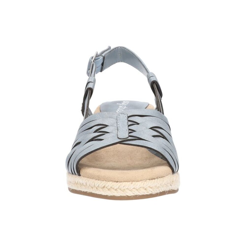 EASY STREET Womens Blue Slingback Woven Ora Round Toe Wedge Espadrille Shoes 6 N - Picture 2 of 4